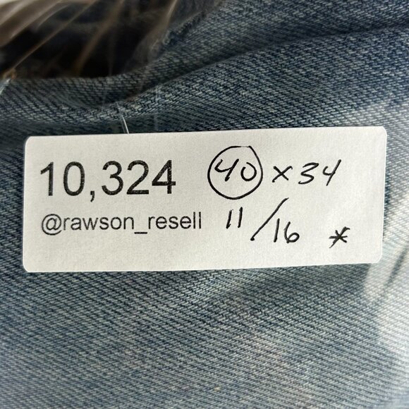 Girbuad Baggy Shuttle Tape Jeans 40x34 RARE Hip Hop 90s Blue Gold Tupac Distress - Picture 9 of 9